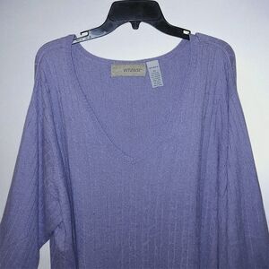 Veranesi Womens Plus Size Lilac Purple Deep V Neck Long Sleeve Layering Sweater